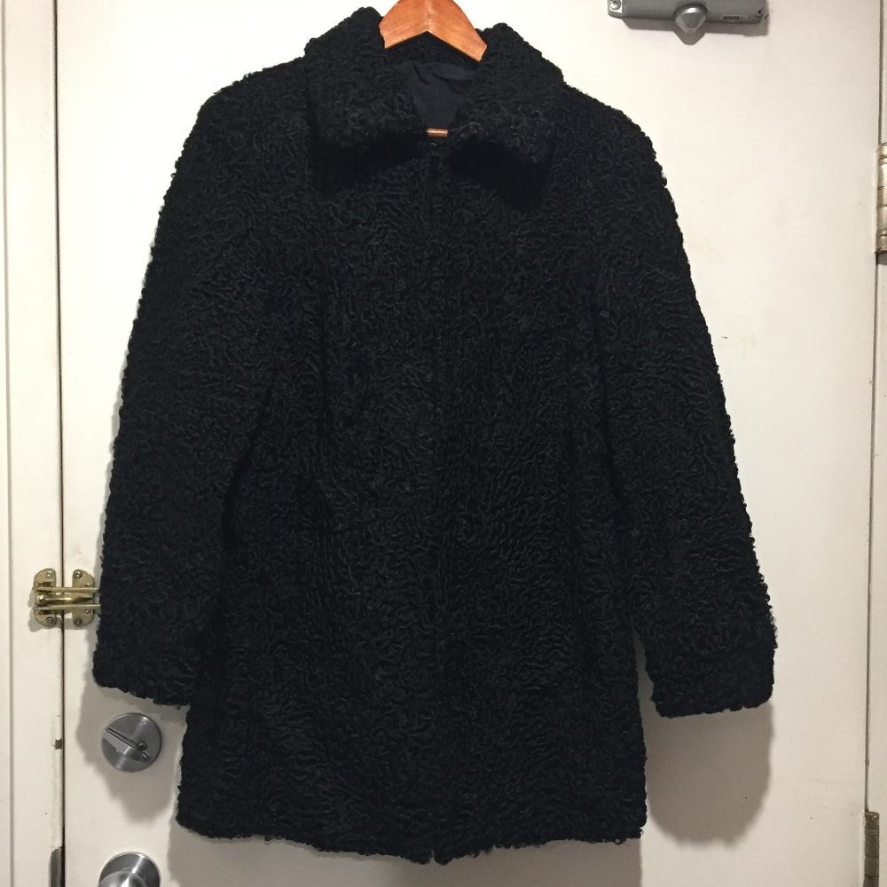 VINTAGE PERSIAN LAMB FUR REVERSIBLE COAT SIZE S - Picture 5 of 10